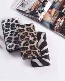 DHL50pcs Leopard Wallet Women PU Leopard Printing Multifunctional Long Wallets Mix Colour