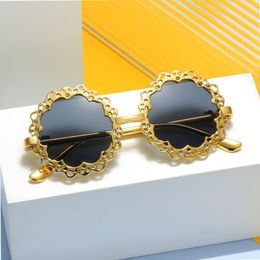 Sunglasses 80766 Hollow Punk Gold UV400 Fashion Brand Round Men Women Sun-shading Retro Glasses Frame