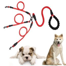 3 in 1 Traction Rope Heavy Duty Triple Pet Dogs Leash With Nylon Soft Handle For Walking Dog Coupler Leash Splitter Triple LJ201109