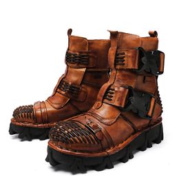 Gothic Boots Men Military большого размера зимняя обувь Vintage Work Boots Мужчины 13 # 15 / 20d50