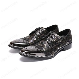 Genuine Leather Men Office Shoes Large Size New Fashion Pointed Toe Lace Up Formal Party Dress Shoes