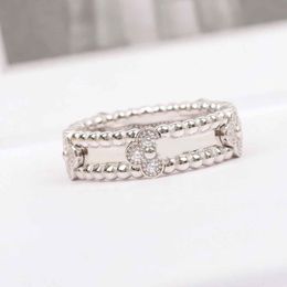 S925 silver charm punk band ring with flower and diamond in two colors plated for women wedding jewelry gift have box stamp PS7331