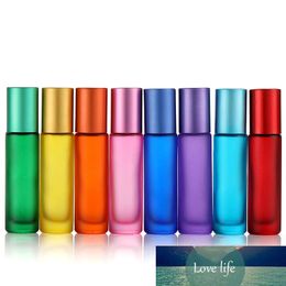 50pcs 10ml Thick Portable Frosted Colorful Glass Roller Essential Oil Perfume Bottles Travel Refillable Rollerball Bottle
