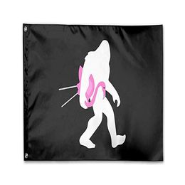 Bigfoot and Lawn Flamingo Flags 3x5 FT 100D High Quality Banners For Decoration Gift Double Stitching Polyester Advertising