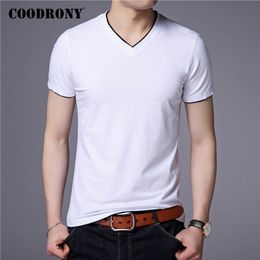 COODRONY Brand Summer Short Sleeve T Shirt Men Cotton Tee Homme Streetwear Casual V-Neck T- Clothing Tops C5102S 220309