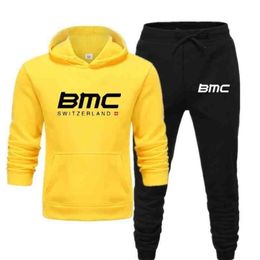 BMC Swiss Sweat à capuche à capuche automne hiver Capuche à capuche et pantalon de survêtement pour hommes Plus Taille S-3XL Y201001