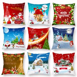 free shipping Christmas Pillow Case Canvas 45*45CM ELK Printed Individual Package Christmas Pillow Cover Retro Plaid Pillowcase more style on Sale