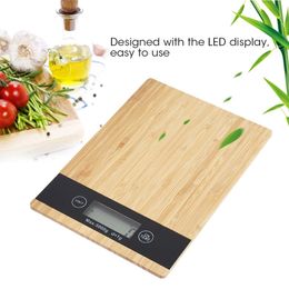 Digital Multi-function Food Kitchen Scale Bamboo LED Display Electric Kitchen Weighing Food Scale Y200328