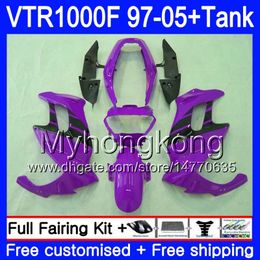 Fairing For HONDA SuperHawk VTR1000 F 1997 1998 1999 2000 Purple black 2001 56HM.214 VTR 1000 F 1000F VTR1000F 97 98 99 00 01 05 Body+Tank