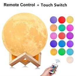 3D Moon Lamp Bedroom Decoration LED Night Lights Lighting Luminaria USB 16 Color Lamp Moon with Controller for Kid's Gift Light C1007