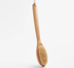 High quality long-handled beech wood bristles shower brush