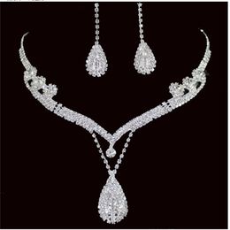 Hot Sale Bridal Jewellery 3 Pcs Necklace Earrings Crystal Accessories Claw Chain Diamond In Stock Fast Shipping High Quality