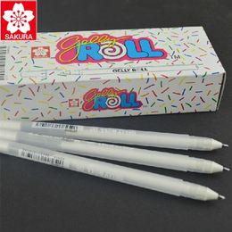 12 Pcs/Lot Sakura WHITE Gold Gelly Roll Water Based 0.7 Mm XPGB#50 Gel Pen Made In Japan Y200709