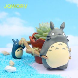 JQWORV Modern Cartoon Succulent Planter Pot Resin Creative Crafts Cute Totoro Flower Pot Home Decorations Vase macetas pots Y200709