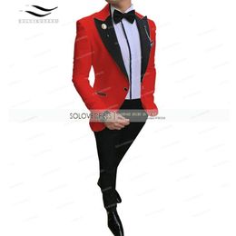 Pink 2 Piece Formal Men's Suits Regular Fit Wool Prom Champagne Tuxedos Business Jacket For Wedding Groomsmen Blazer + Pants 201105