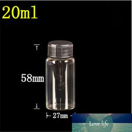 50 pcs 27x58x14 mm Glass Bottles With Black Screw Plastic Cap DIY 20 ml Jars Containers New Arrival