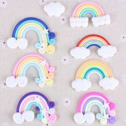 9PCS/Pack Colour Random Beautiful Rainbow Clouds Cupcake Cake Topper Cake Flags Dessert Baking Decoration For Wedding Birthday Y200618