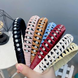 Rhinestone Leather Hairband Women Girls Weaving Cross Headbands 2020 New Fashion Hair Band Hoops Hair Accessories Headwear