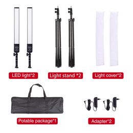 FreeShipping Photography Studio Lighting Kit Bi-color 3200-5500K Studio kits with 188*2Pcs LED lights 2M light Stand for YouTube Portrait