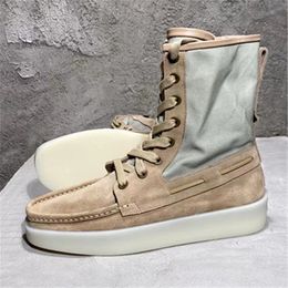 designer genuine leather military desert suede Boots platform lace up trainer sneaker tooling high street boot