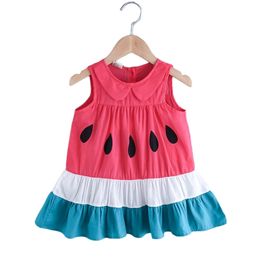 2020 Summer Cute Infant Baby Girls Dress Watermelon Print Ruffles Sleeveless Knee Length A-Line Sundress LJ200923