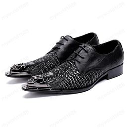 Luxury Pointed Toe Man Handmade Formal Dress Loafers Genuine Leather Alligator Mens Wedding Party Derby Shoes
