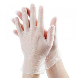 white nylon gloves men Rebajas en stock Guantes de PVC en polvo sin color natural paquete de 100 piezas, guantes de protección guantes vincyl envío libre rápido