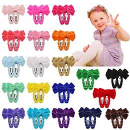 40 Pieces 20 Colors in Pairs Baby Tiny Hair Clips 2Inch Velvet Hair Bows Snap Clips Barrettes Hair Accessories for Baby Girls To LJ201226