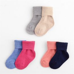 6 Pairs/lot Wool Baby Socks Solid Colour Warm Children Short Socks Unisex Super Soft Infant Kids Socks Winter Baby Supplies Hot LJ201019