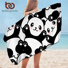 BeddingOutlet Panda Bath Towel Bathroom Microfiber Cartoon Beach Towel Animal Kids Teen Shower Towel Summer Blanket Toalla 201027