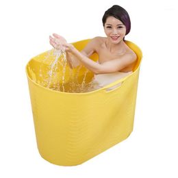 Bathing Tubs & Seats Full-body Folding Bath Barrel Adult Household Thickened Plastic High Water Level