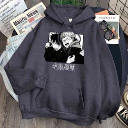 Yuji Itadori Jujutsu Kaisen Man Sweatshirt Fleece Casual Pocket Hooded Clothes Cartoons Vintage Hoody Top Punk Hip Hop Hoodies H1227