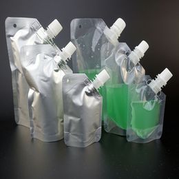 500pcs/lot 50ml 100ml 250ml Empty Transparent bag Aluminum Foil Spout Bags For Drinking Liquid Storage Bag Milk Sauce Oil Stand Up bag Pouch