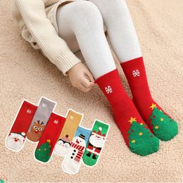 3-12 Years Old Cotton Socks Spring Winter Autumn Baby Girls Boys Kids Socks Children Feather Yarn Snowflake Santa Claus Christmas Tree