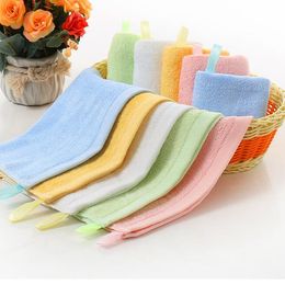 Infant Face Towels Baby Bamboo Fibre Handkerchief Kids Hook Square Towel Face Towel Solid Wipe Cloth Wrap Toddler Bibs 25*25cm ZYY407