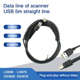 Computer Cables & Connectors 5pcs New Compatible USB 3M Spring wire Data Cable For Zebra LI3608 LI3678 DS3608 DS3678 Barcode Scanners Cable