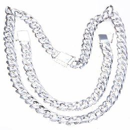 High Quality Men Hip Hop Jewellery Sets Elegant Necklaces + Bracelets 925 Sterling Silver 1+1 Figaro Chain