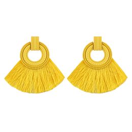 luxury- Fashion Women Tassel Earrings 2018 Brincos Boho Statement Fringe Earings Circle Vintage Fan Shape Dangle Earring Modern Jewellery