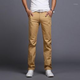 Men's Pants Wholesale-2021 Summer Men Business Casual Slim Fit Mid-Waist Solid Trousers Fashion Mens Straight Cargo Male Chino Lightweight1