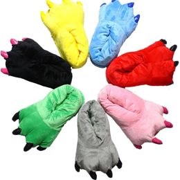 GAI Hallowee inverno caldo morbido pantofole da pavimento per interni donna uomo bambino maschio femmina cartone animato dinosauro animale peluche scarpe multicolore Y201026