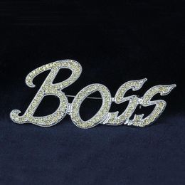 Fashion Bling Bling 18K Gold Plated Austrian Crystal Boss Brooches for Men Women Wedding Jewellery Nice Gift Wholesale Price