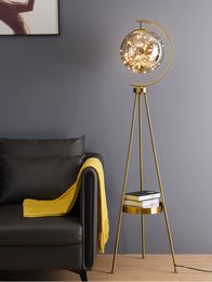 LED Nordic Luxury Floor Lamp Living Room Bedroom Bedside Creative New Standing Lighting Glass Ball Storage Vertical Luminaires