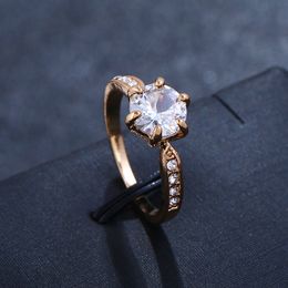Manufacturer wholesale six claw Colour crystal zircon ring for women wedding Jewellery rings