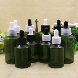 100pcs 50ml Empty green PET plastic Dropper Oil Essential Bottle In Refillable Drop Liquid Pipette Bottles Wholesale