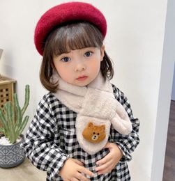 5pcs autumn winter Children's scarf Winter Bear Cartoon children warm thick imitation rabbit plush baby New Year Christmas KID SCARVES PINK BLACK boy party gift