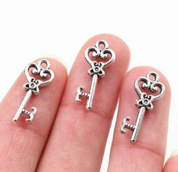 200Pcsilot Tibetan Silver key Charms Pendant For Jewellery Making 21x9mm