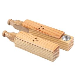 Latest Natural Wood Portable Dry Herb Tobacco Slide Cover Smoking Handpipe High Quality Wooden Philtre Holder Pipes DHL Free
