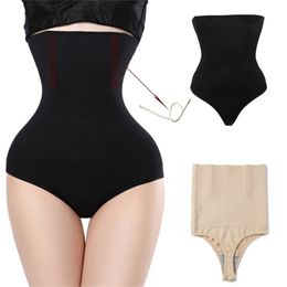 Women High Trainer Tummy Slimming Control Waist Cincher Body Shaper Thong G-string Butt Lifter Panties 201222