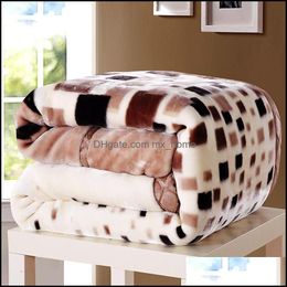 Blankets Home Textiles & Garden Super Soft Winter Quilt Blanket For Bed Printed Mink Throw Twin Fl Queen Size Single Double Fluffy Warm Fat