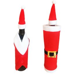 Christmas Decorations Christmas Clothes Wine Bottle Set For Dinner Gift Small Hat Wine Bottle Cap Santa Claus Champagne Wine Set